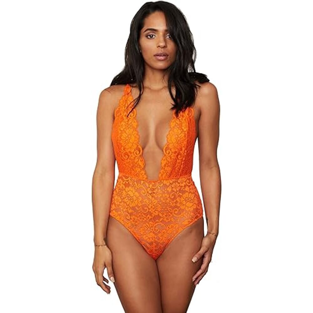 NWT We Are HAH Women's Comin' In HAHt Lace Bodysuit Burnt Orange Size XS